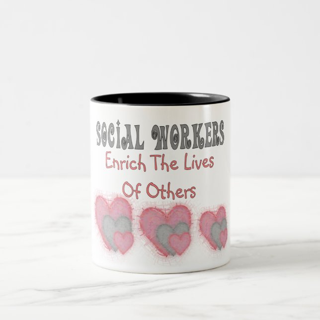 Social Worker Gifts "Enrich The Lives of Others" Two-Tone Coffee Mug (Center)