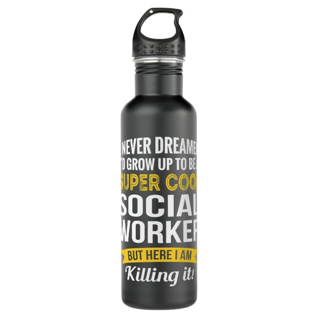 Social Worker Gifts Funny Stainless Steel Water Bottle (Front)