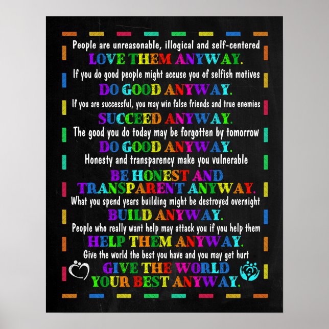 Social Worker Give The World Your Best Anyway Poster (Front)