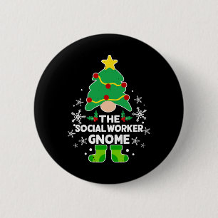 Social Worker Gnome Xmas Family Holiday Christmas Button