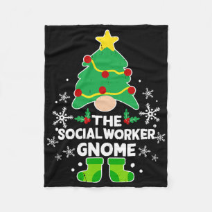Social Worker Gnome Xmas Family Holiday Christmas  Fleece Blanket