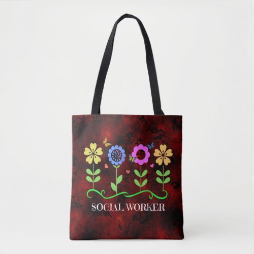 Social Worker Graphic Floral Design Tote Bag