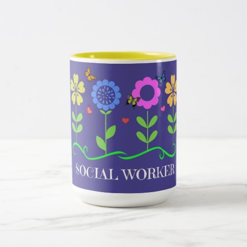 Social Worker Graphic Spring Flowers Two_Tone Coffee Mug