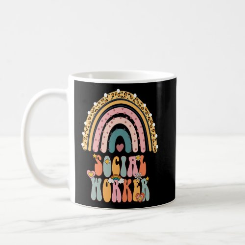 Social Worker Groovy Retro Vintage Rainbow Social  Coffee Mug