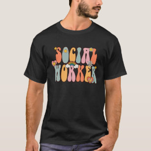 Social Worker Groovy Retro Vintage Social Work Cut T-Shirt