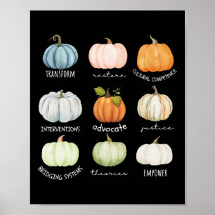 Social Worker Halloween Fall Pumpkin Thanksgiving Poster