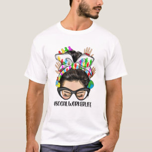 Social Worker Healthcare Worker Messy Bun Hair Nur T-Shirt