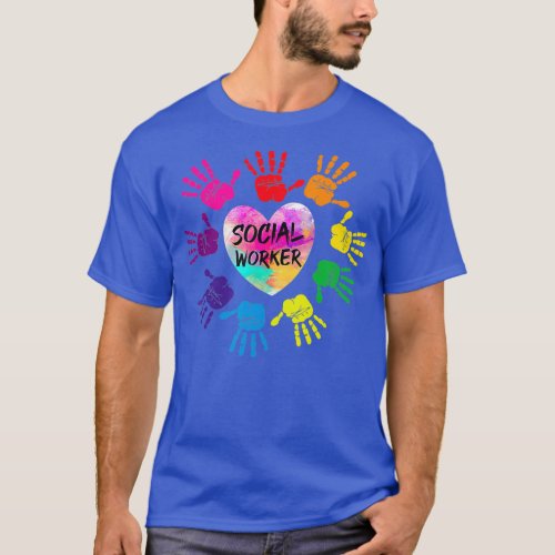 Social Worker Heart  Social Work Hand Watercolor T_Shirt