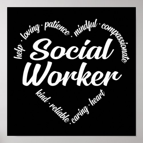 Social Worker Heart Word Cloud Poster