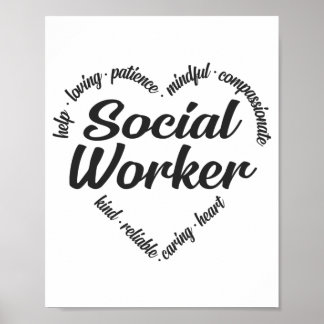 Social Worker Heart Word Cloud Poster