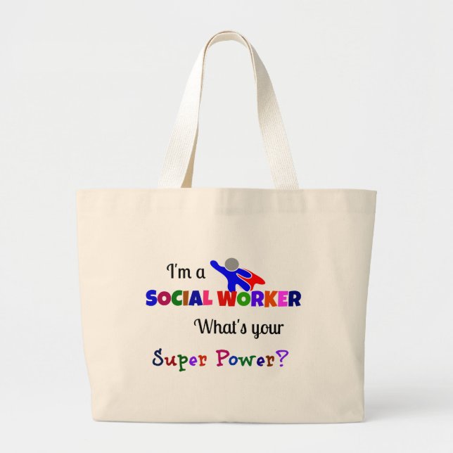 Social Worker Humor Large Tote Bag (Front)