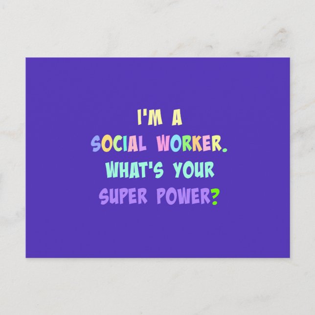 Social Worker Humor, Pastel Lettering, Blue Indigo Postcard (Front)