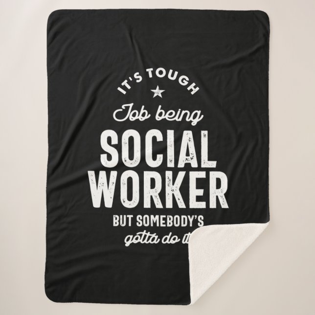 Social Worker Job Title Gift Sherpa Blanket (Front)