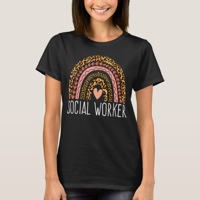 Social Worker  Leopard Rainbow Social Work 2022 T-Shirt (Front)