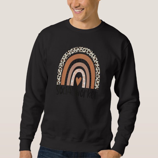 Social Worker Leopard Rainbow Social Work Apprecia Sweatshirt (Front)