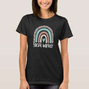 Social Worker Leopard Rainbow Social Work Apprecia T-Shirt