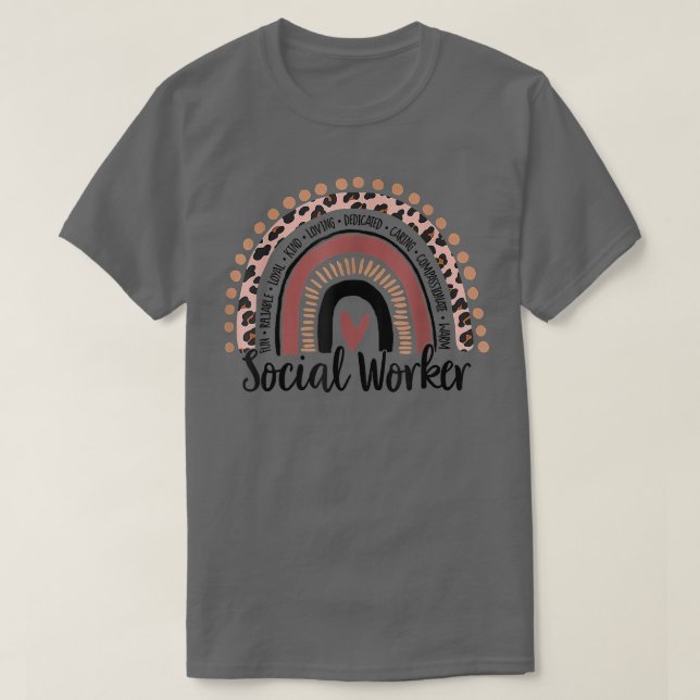 Social Worker Leopard Rainbow Social Work Christma T-Shirt (Design Front)