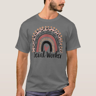 Social Worker Leopard Rainbow Social Work Christma T-Shirt