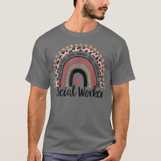 Social Worker Leopard Rainbow Social Work Christma T-Shirt