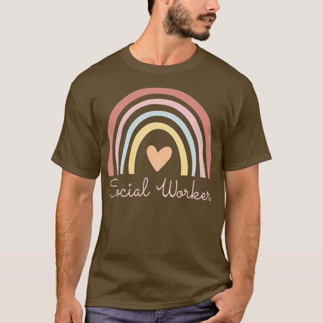 Social Worker Leopard Rainbow Social Work T-Shirt (Front)