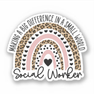 Social Worker Leopard Rainbow, Social Worker Gift Sticker