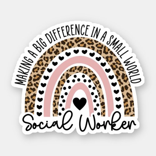 Social Worker Leopard Rainbow Social Worker Gift Sticker