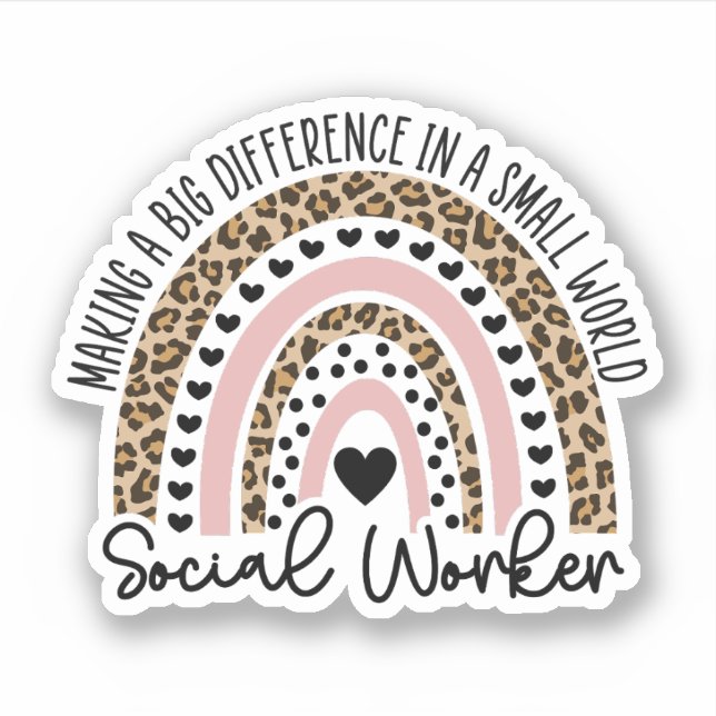 Social Worker Leopard Rainbow, Social Worker Gift Sticker (Front)