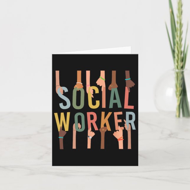 Social Worker Life Funny Social Work Month Black H Card (Front)