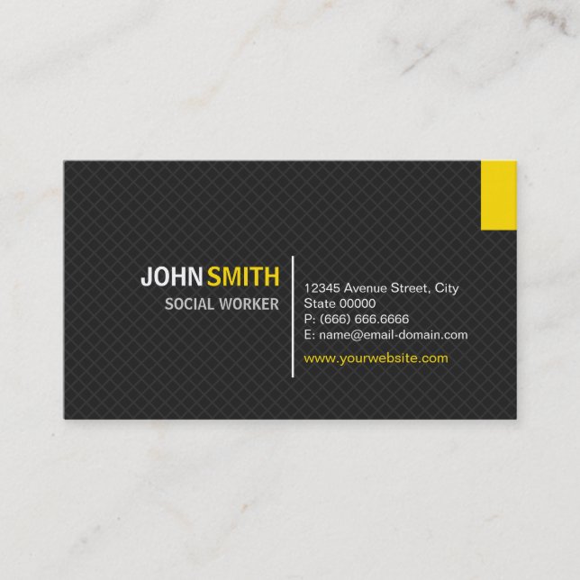 Social Worker - Modern Twill Grid Business Card (Front)