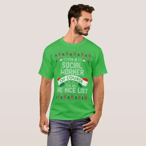 Social Worker On Nice List Christmas Ugly Sweater