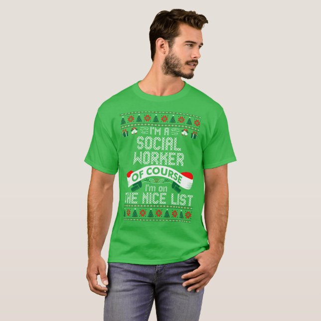 Social Worker On Nice List Christmas Ugly Sweater (Front Full)