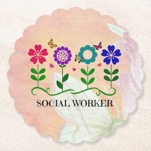 Social Worker Pastel Springtime Design Paper Coaster