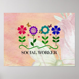 Social Worker, Pastel Springtime Design, Poster