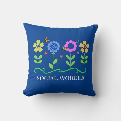 Social Worker Pastel Springtime Design Throw Pillow