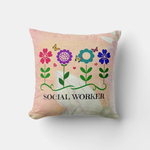 Social Worker Pastel Springtime Design Throw Pillow