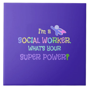 Social Worker, Pastel Text Funky Design Ceramic Tile
