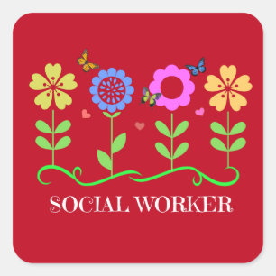 Social Worker, popular design, Square Sticker