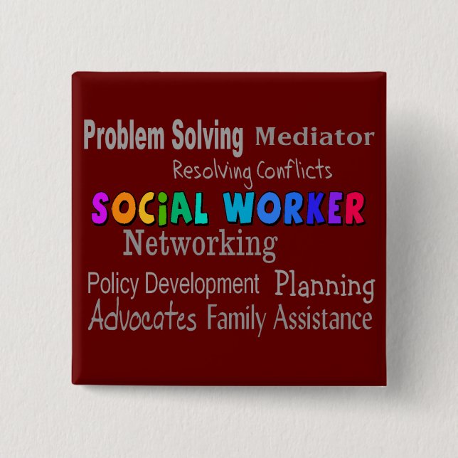 Social Worker Professional Duties Design Button (Front)