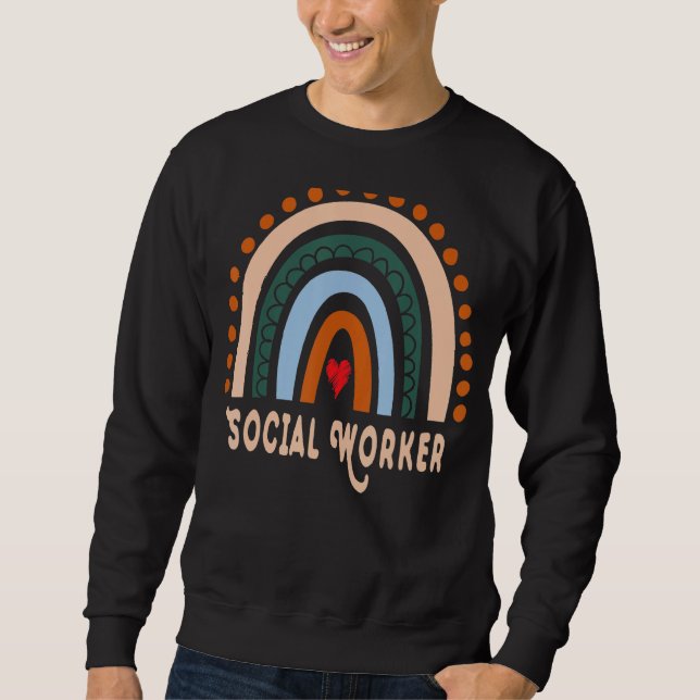 Social Worker Rainbow Cute Appreciation Essential  Sweatshirt (Front)