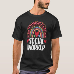 Social Worker Rainbow Women Leopard Rainbow Love T-Shirt