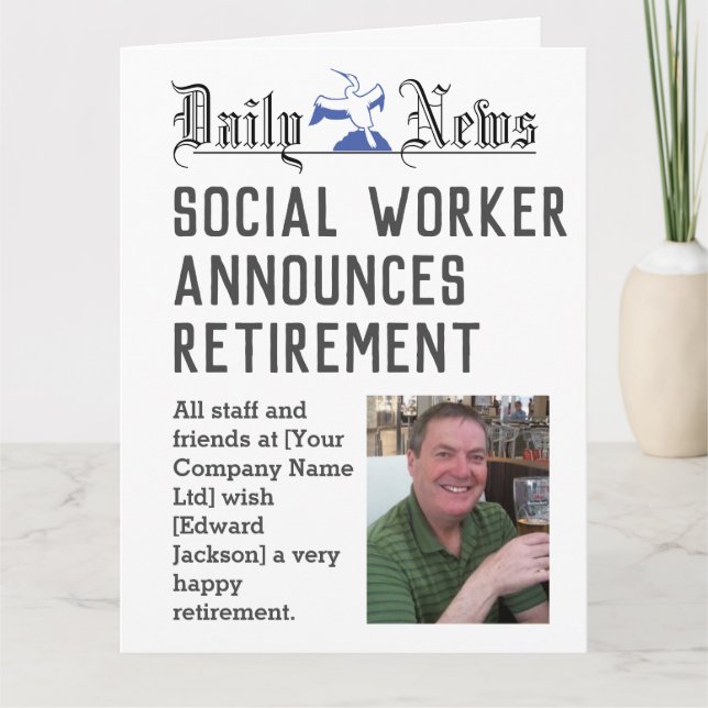 Social Worker Retirement Card to Personalise (Front)
