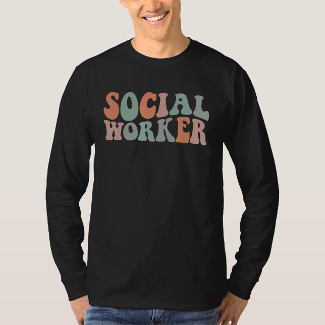 Social Worker retro groovy Social Work Appreciatio T-Shirt (Front)