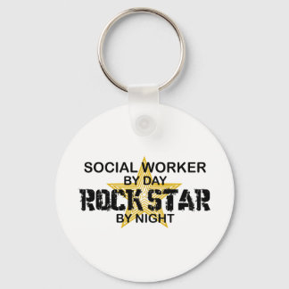 Social Worker Rock Star by Night Keychain