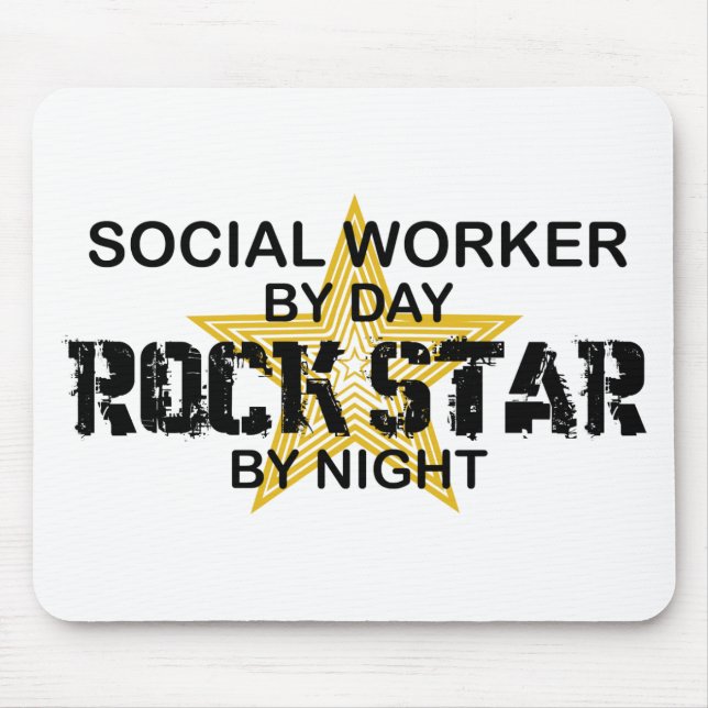 Social Worker Rock Star by Night Mouse Pad (Front)