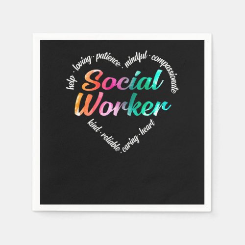Social Worker Social Worker Heart Word Cloud Water Napkins
