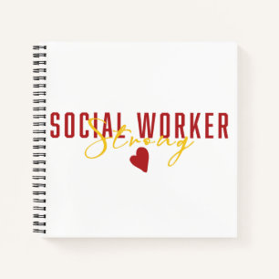 Social Worker Strong Red Gold Notebook
