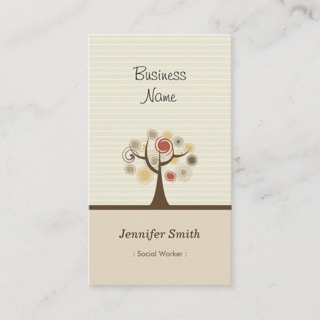 Social Worker - Stylish Natural Theme Business Card (Front)