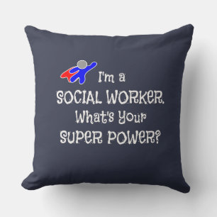 Social Worker Super Power Throw Pillow