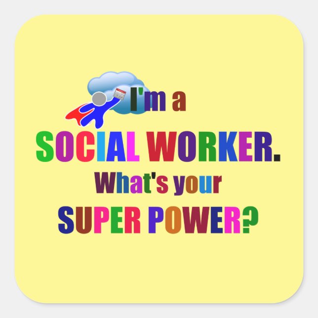 Social Worker Superhero Humor Square Sticker (Front)