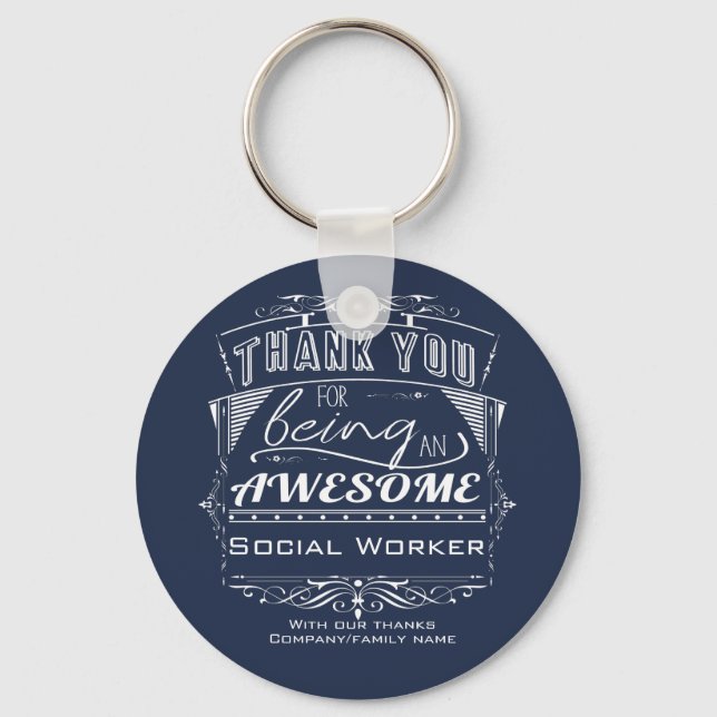 Social Worker Thank You Appreciation Keychain (Front)
